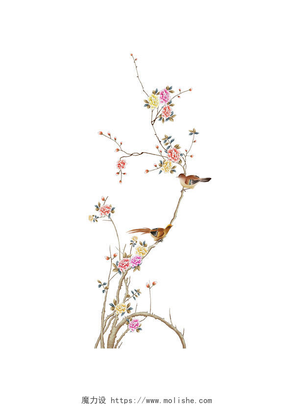中式花鸟图案免抠PNG素材